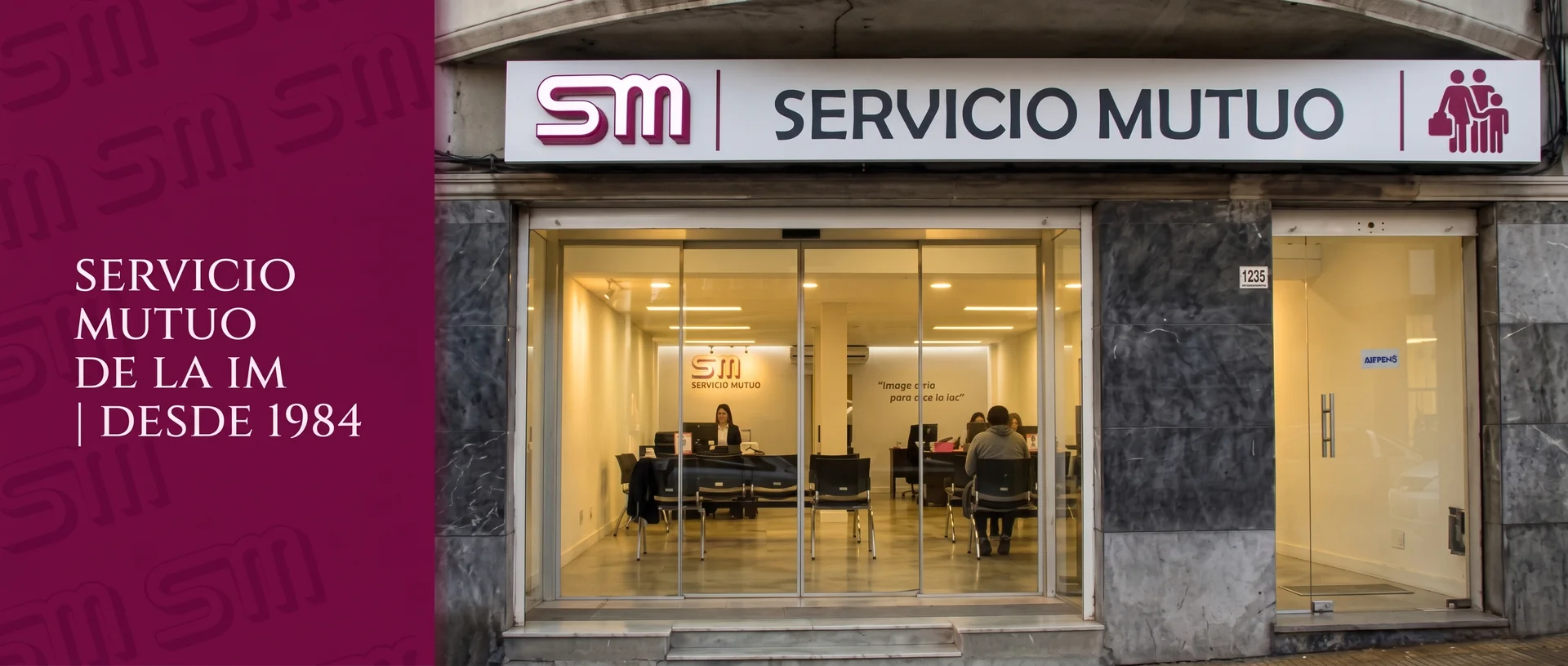 Fachada de Servicio Mutuo de la IM — Servicio Mutuo de la IM, desde 1984.