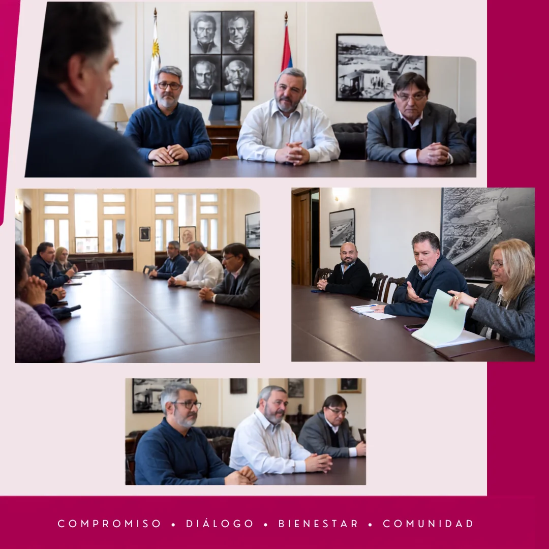 Autoridades de Servicio Mutuo reunidas con el Intendente de Montevideo, Ec. Mario Bergara, y su equipo en el despacho de la Intendencia de Montevideo.